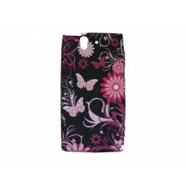 Coque silicone pour Sony Xperia Z papillons roses + film protection écran