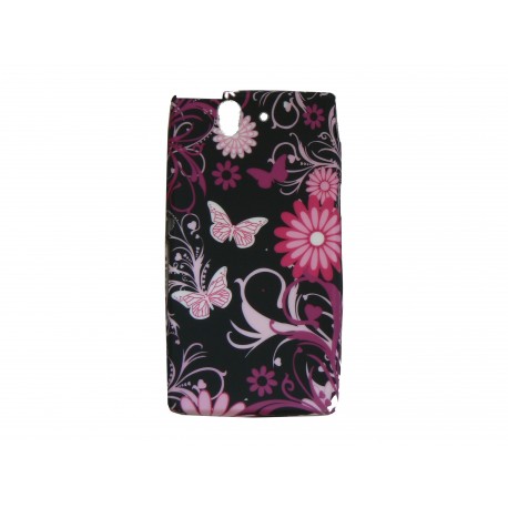 Coque silicone pour Sony Xperia Z papillons roses + film protection écran