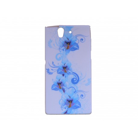 Coque silicone pour Sony Xperia Z fleurs bleues + film protection écran