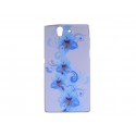Coque silicone pour Sony Xperia Z fleurs bleues + film protection écran