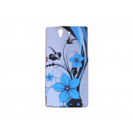 Coque silicone pour Sony Xperia Z petites fleurs géantes bleues  + film protection écran