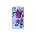 Coque silicone pour Sony Xperia Z fleurs roses + film protection écran