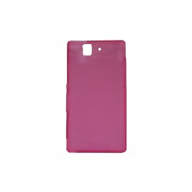 Coque silicone pour Sony Xperia Z transparente rose + film protection écran