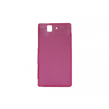 Coque silicone pour Sony Xperia Z transparente rose + film protection écran