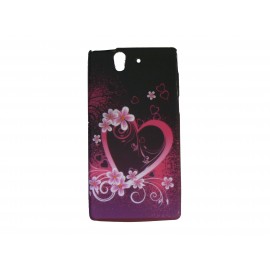 Coque silicone pour Sony Xperia Z cur rose+ film protection écran