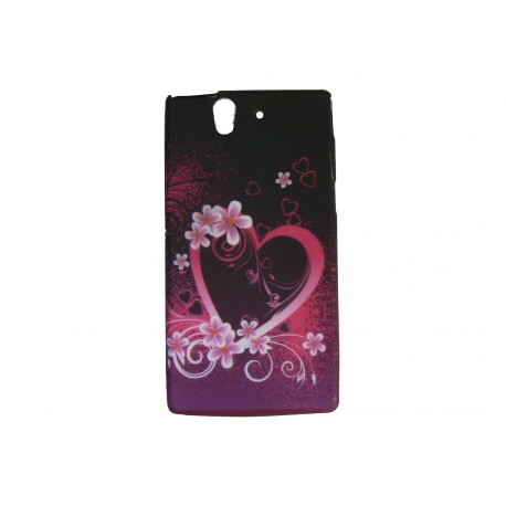 Coque silicone pour Sony Xperia Z cur rose+ film protection écran