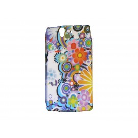Coque silicone pour Sony Xperia Z fleurs multicolores + film protection écran