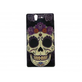 Coque pour Sony Xperia Z tête de mort fleurs roses + film protection écran