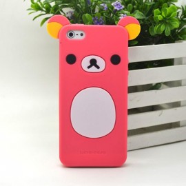 Coque pour Iphone 5 silicone koala rose oreilles jaunes  + film protection écran offert