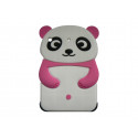 Coque silicone pour Ipad Mini panda oreilles roses fuschia + film protection écran offert