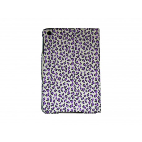 Pochette Ipad mini rose léopard violet + film protection écran