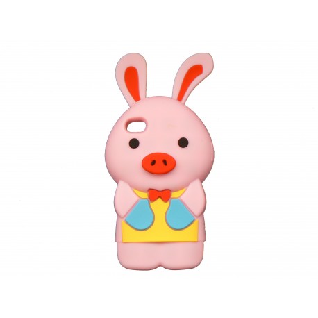 Coque silicone pour Iphone 4 lapin rose clair + film protection écran offert Coque silicone pour Iphone 4 lapin rose clair + film protection écran offert