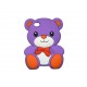 Coque silicone pour Iphone 4 ourson violet oreilles rouges + film protection écran offert