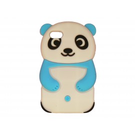 Coque silicone pour Ipod Touch 4 panda bleu turquoise + film protection écran