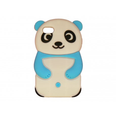 Coque silicone pour Ipod Touch 4 panda bleu turquoise + film protection écran