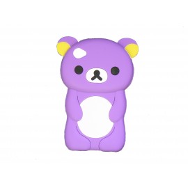 Coque silicone pour Ipod Touch 4 ourson violet oreilles jaunes+ film protection écran