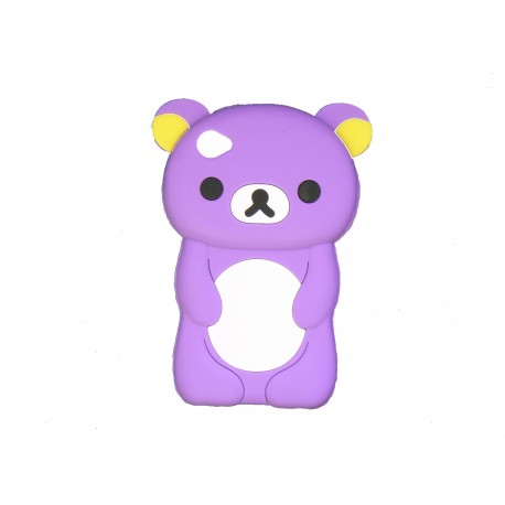 Coque silicone pour Ipod Touch 4 ourson violet oreilles jaunes+ film protection écran