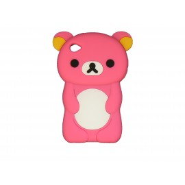 Coque silicone pour Ipod Touch 4 ourson rose bonbon oreilles jaunes+ film protection écran