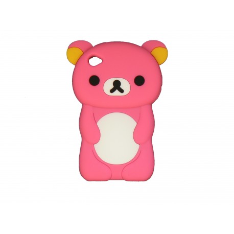 Coque silicone pour Ipod Touch 4 ourson rose bonbon oreilles jaunes+ film protection écran