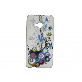 Coque silicone pour HTC One cercles multicolores + film protection écran