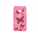 Coque silicone pour HTC One papillons rouges + film protection écran