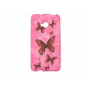 Coque silicone pour HTC One papillons rouges + film protection écran