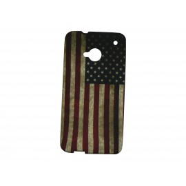 Coque silicone pour HTC One drapeau USA/Etats-Unis vintage + film protection écran