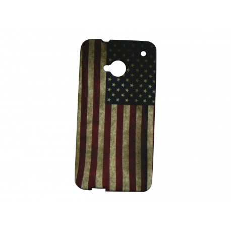 Coque silicone pour HTC One drapeau USA/Etats-Unis vintage + film protection écran