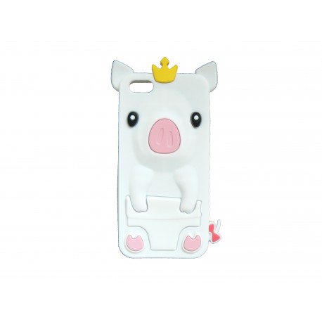 Coque silicone pour Iphone 5C cochon blanc + film protection écran