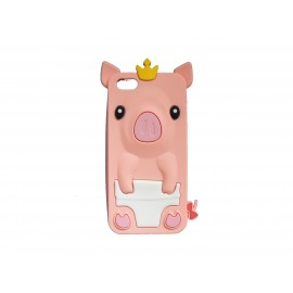 Coque silicone pour Iphone 5C cochon saumon + film protection écran