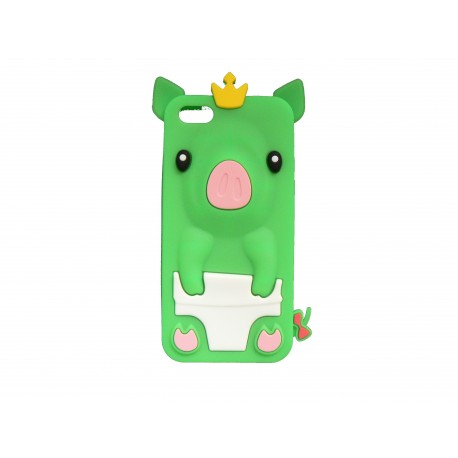 Coque silicone pour Iphone 5C cochon vert + film protection écran