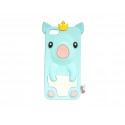 Coque silicone pour Iphone 5C cochon bleu turquoise + film protection écran