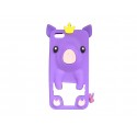 Coque silicone pour Iphone 5C cochon violet + film protection écran