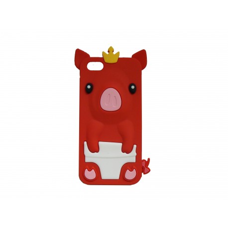 Coque silicone pour Iphone 5C cochon rouge + film protection écran