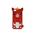 Coque silicone pour Iphone 5C cochon rouge + film protection écran