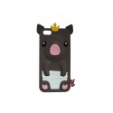 Coque silicone pour Iphone 5C cochon marron + film protection écran