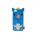 Coque silicone pour Iphone 5C cochon bleu + film protection écran