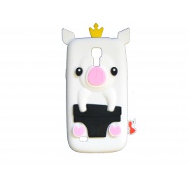 Coque silicone pour Samsung Galaxy S4 Mini / I9190 cochon blanc + film protection écran offert