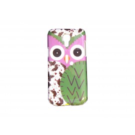 Coque pour Samsung Galaxy S4 Mini / I9190 hibou rose vert + film protection écran offert