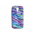 Coque silicone pour Samsung Galaxy S4 Mini / I9190 zèbre multicolore + film protection écran offert