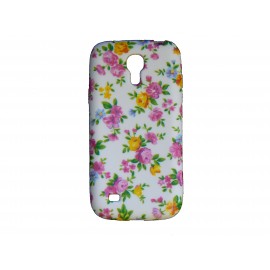 Coque silicone pour Samsung Galaxy S4 Mini / I9190 petites fleurs roses  + film protection écran offert