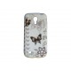 Coque silicone pour Samsung Galaxy S4 Mini / I9190 papillons gris  + film protection écran offert