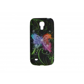 Coque silicone pour Samsung Galaxy S4 Mini / I9190 papillon multicolore  + film protection écran offert