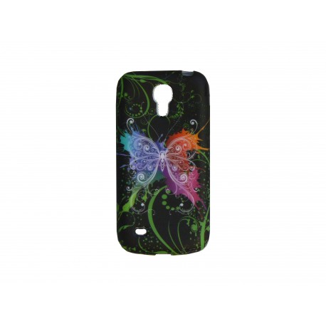 Coque silicone pour Samsung Galaxy S4 Mini / I9190 papillon multicolore  + film protection écran offert