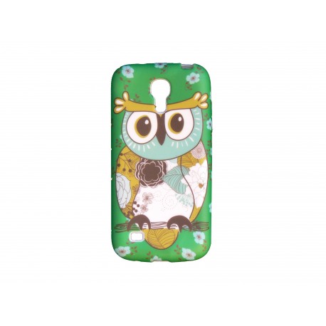 Coque silicone pour Samsung Galaxy S4 Mini / I9190 hibou vert  + film protection écran offert