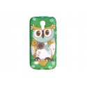 Coque silicone pour Samsung Galaxy S4 Mini / I9190 hibou vert  + film protection écran offert