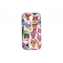 Coque silicone pour Samsung Galaxy S4 Mini / I9190 hiboux multicolores  + film protection écran offert