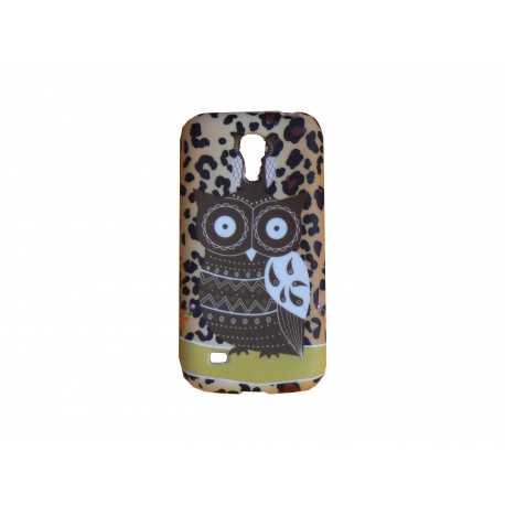 Coque silicone pour Samsung Galaxy S4 Mini / I9190 hibou marron  + film protection écran offert