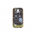 Coque silicone pour Samsung Galaxy S4 Mini / I9190 hibou marron  + film protection écran offert