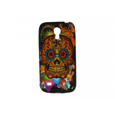 Coque TPU pour Samsung Galaxy S4 Mini / I9190 tête de mort multicolore + film protection écran offert